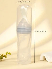 Infant Milk Bottle With Food Dispenser Spoon, Silicone Press Feeding Spoon, Suck-Attached Plate & Anti-Dust Pp Storage Container Set For Baby-Utensils For Supplementary Food With Health & Hygiene Packaging