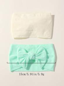 5 件装宽边纯色儿童蝴蝶结发带，马卡龙色弹性发带，儿童发饰爱情人节 - 彩色 - 查看 4