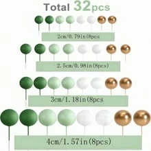 32 chiếc bóng trang trí đầu bánh, bóng bay xanh mini, que đầu bánh, bóng xốp, que tăm, bóng đầu bánh, đồ trang trí bánh cho tiệc cưới, tiệc sinh nhật, trang trí bánh, giáng sinh - màu xanh lá - Xem 2
