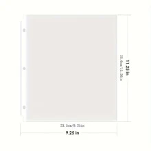 10pcs A4 Size Clear Page Protectors, Fit For 3-Ring Binders - White - View 2