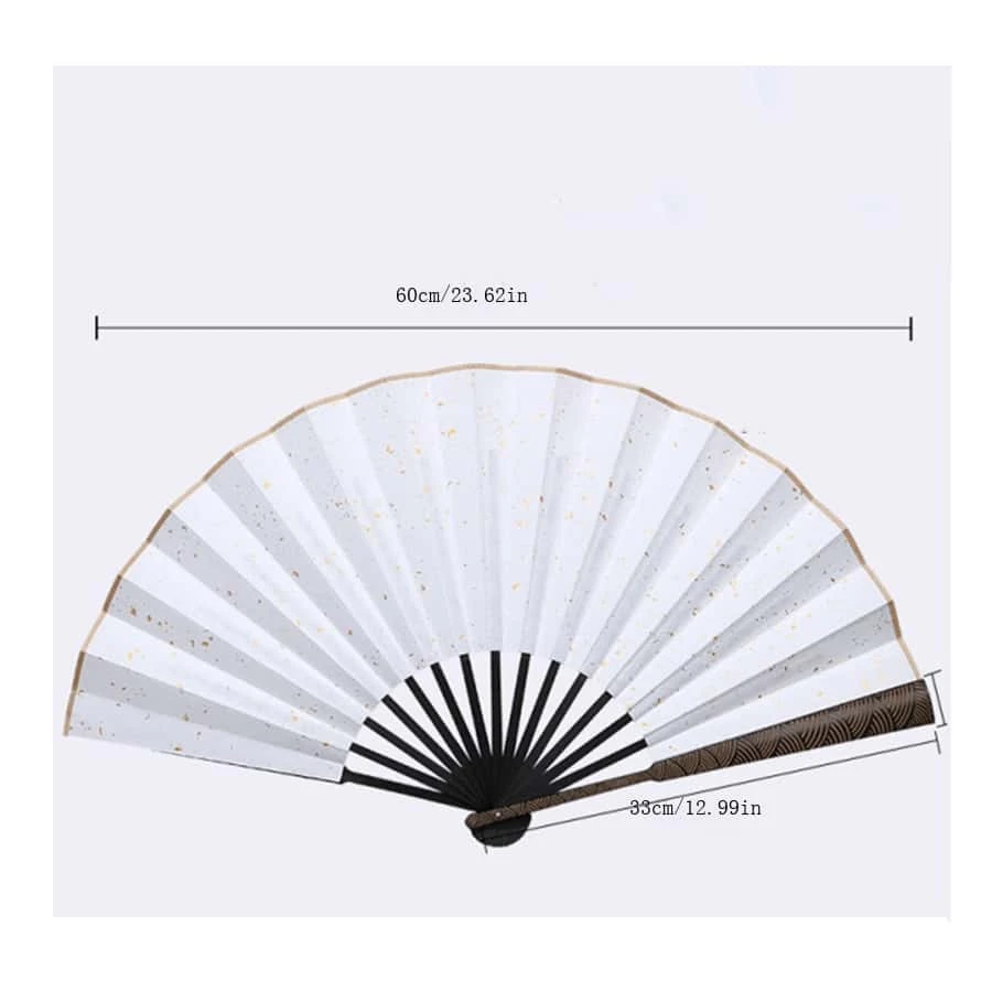 Eventail Chinois Vagues De Mer - Éventail En Bambou Avec Frange, Mini