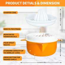 1pc Citrus Juicer, Lemon Lime Squeezer Manual Hand Held Juicer With Pour Spout, 250ml (Orange) - Orange - View 4