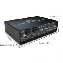 Audio Interface  Professional Sound Card With Monitoring Electric Guitar Live Recording For Studio Singing Micro, Vocalist, Podcaster Or Producer - Black - View 8