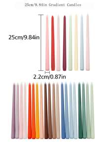 Set Of 4 Gradient Color Taper Candles Smokeless, 25cm, Ideal For Weddings & Holidays, Wedding Banquet Atmosphere Long Candle, Elegant Home Decor Halloween,Spooky,Autumn,Festival,Holiday ,Winter,Holiday,Festival,Room Decor,Gifts - 4pcs/set - View 3