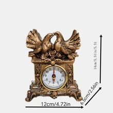 美式復古樹脂鴿子和平棲息時鐘，家居客廳臥室書房桌上裝飾 - 金色 - 查看 3