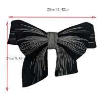 1pc Black & White Embroidered Bowknot Decorative Patch Sticker - Black - View 2