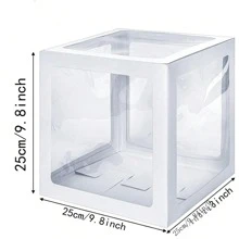 1pc Transparent Balloon Box With Letters (A-Z) For Baby Shower Gender Reveal, Diy Personalized Name Graduation Birthday Party Bride Wedding Anniversary Backdrop Decoration (White)