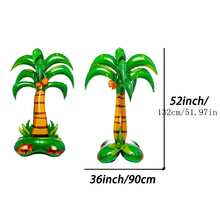 2入組-52 吋大棕櫚樹造型氣球，帶3D椰樹底座，鋁膜氣球，適用於生日、婚禮、派對裝飾，可充氣成棕櫚樹氣球，適用於成年人夏威夷宴會、夏日佈置 - 3D立體椰樹2裝 - 查看 2