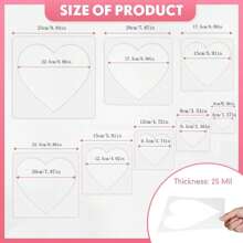 8 peças de moldes de coração para artesanato, moldes de plástico em formato de coração, moldes de estêncil de coração, estênceis pequenos e grandes em formato de coração para pintura em parede, janela, decoração de casa, artesanato faça você mesmo, material escolar, volta às aulas - Branco - Ver 6