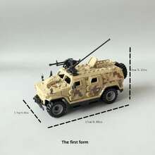 Juguete modelo de vehículo blindado amarillo del desierto de bloques de construcción para el desarrollo intelectual de niños, regalo de cumpleaños, decoración de habitación - Albaricoque - Ver 2
