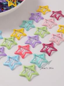 20 piezas/30 piezas/50 piezas/60 piezas Pinzas de pelo de metal surtidas para niñas - Pasadores de pelo clásicos de colores de moda con estrellas para la vida diaria, peinados de moño y decoración, color aleatorio