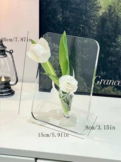 Creative Artistic Picture Frame Vase Birthday Graduation Home Room Flower Glass view 5