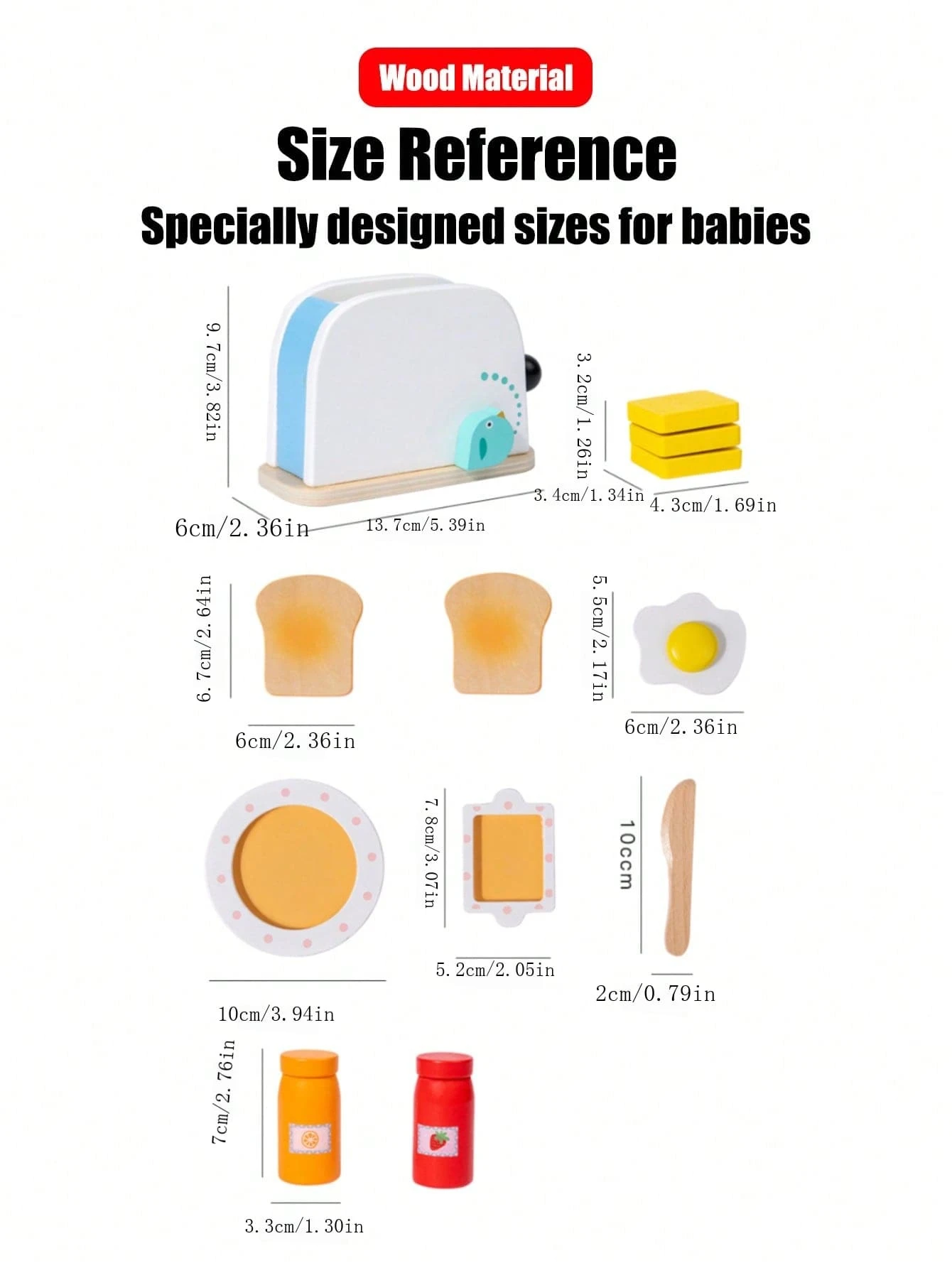 12pcs Kids Wooden Kitchen Toaster Toy Set Pretend Make Breakfast With