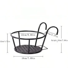 Iron Balcony Flower Stand Railing Plant Stand Hanging Basket Fern Stand, Circular Pot Hanger - Multicolor - View 2