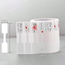 One Roll Natural Kraft Paper Handmade Sticker Labels For Jewelry Price Decoration, 500 Labels Per Roll, - Red and White - View 2