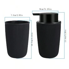 2pcs Bathroom Toiletry Refillable Bottle Set With Foam Pump For Hand Soap And Mouthwash Cup Home Bathroom Decor Fall Decor Back To School - Black Two Piece Suit - View 3