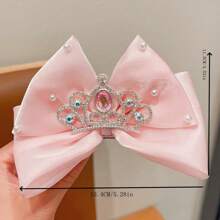 1pc Girl's Rhinestone Crown Bow Hair Clip Barrette - Multicolor - View 3