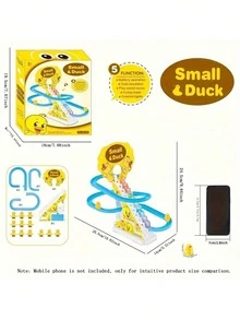 6 件装电动滑动小黄鸭玩具带灯光和音乐，适合男孩和女孩的节日和复活节礼物