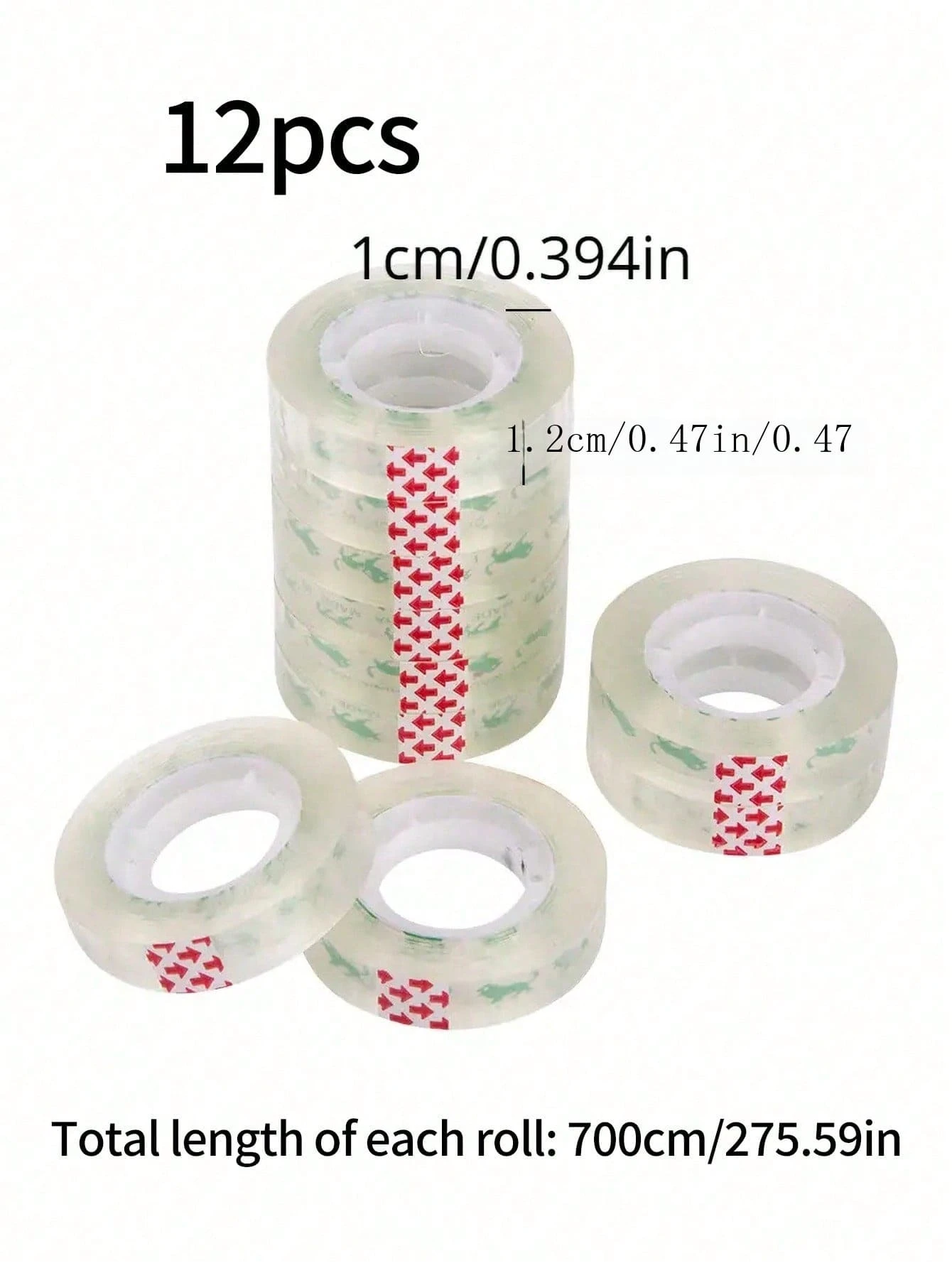 12 Rolls Of 1cm Wide Stationery Transparent Tape, Used As Office