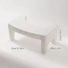 Adult Foldable Toilet Stool, Heavy Duty Portable Squatting Foot Stool Made Of Plastic, Equipped With Space For Air Freshener, Slip-Resistant Bathroom Toilet Assist Step Stool - White - View 8
