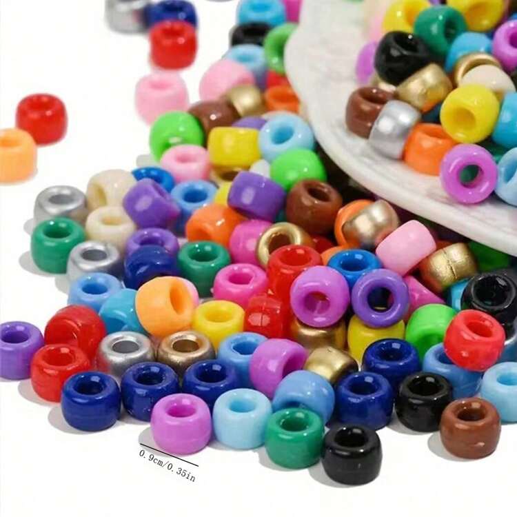 100Pcs Bagged Girl Fashionable Cute Colored Transparent Frosted Plastic Barrel Beads For DIY Braided Bracelet, Earring, Beaded Material, Pony Beads, Drilled Beads, Jewelry Accessory, Suitable For Wedding, Party, Birthday, Dancing Party, Gift - Multicolor - View 11