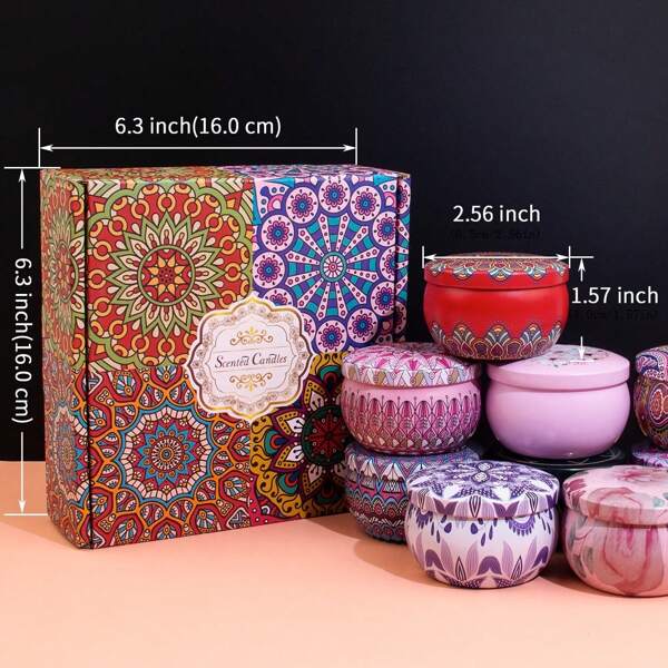Set da 4 Candele profumate, candele in cera di soia con pattern floreale senza fumo e oli essenziali, set regalo di candele profumate per Capodanno e Natale, decorazione per l'atmosfera