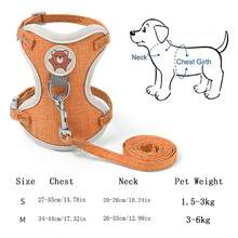 1 Bộ Vàng Dễ thương Mèo Chó Harness Và Dây xích Bộ Mèo Chó Thú cưng Phụ kiện Áo vest Bộ yên cương Mèo Chó Đối với Ngoài trời Đi dạo Thú cưng Quân nhu - Màu vàng - Xem 2