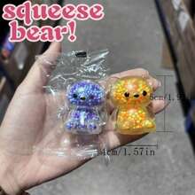 Um Brinquedo de Ursinho Squishy TPR em Cor Aleatória, Lembrancinhas de Festa de Páscoa do Urso, Brinquedo para Alívio do Estresse Portátil e Apertável