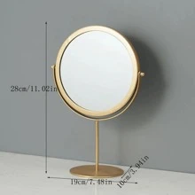 1 Peça Espelho de Vaidade de Mesa de Ferro Estilo Nórdico com Moldura Dourada Redonda, Espelho de Maquiagem Moderno e Simples para Quarto, Melhor Presente
