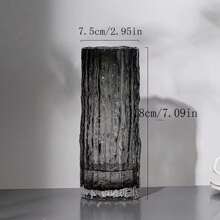 1 pièce Vase en verre droit très attrayant de style Ins, vase en verre glacé pour fleurs, décoration d'arrangement de fleurs en verre transparent
