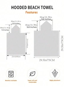 260GSM Ultra-Soft Microfiber Children's Hooded Cloak Poncho, Classic Print Design, Unisex, Highly Absorbent, Sand-Proof, Lightweight & Portable, Suitable For Bathroom, Beach, Seaside. Available In 3 Sizes (Please Choose Appropriate Size Based On Size Chart To Avoid Oversized Or Undersized)