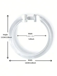 12pcs Plastic Transparent Large Round-Shaped Shower Curtain Rings - White - View 5