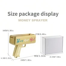 1pc Gender Reveal Gun Confetti Cannon, 100pcs Confetti Paper Included - Gold - View 3