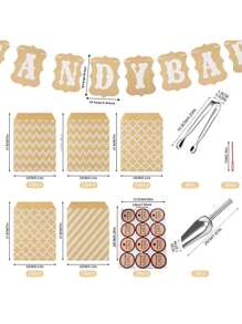 1pc Candy Bar Banner, 50pcs Kraft Paper Bags, 4pcs Clips, 2pcs Shovels, 10pcs Stickers, Suitable For Outdoor Wedding, Holiday Party, Gathering With Friends