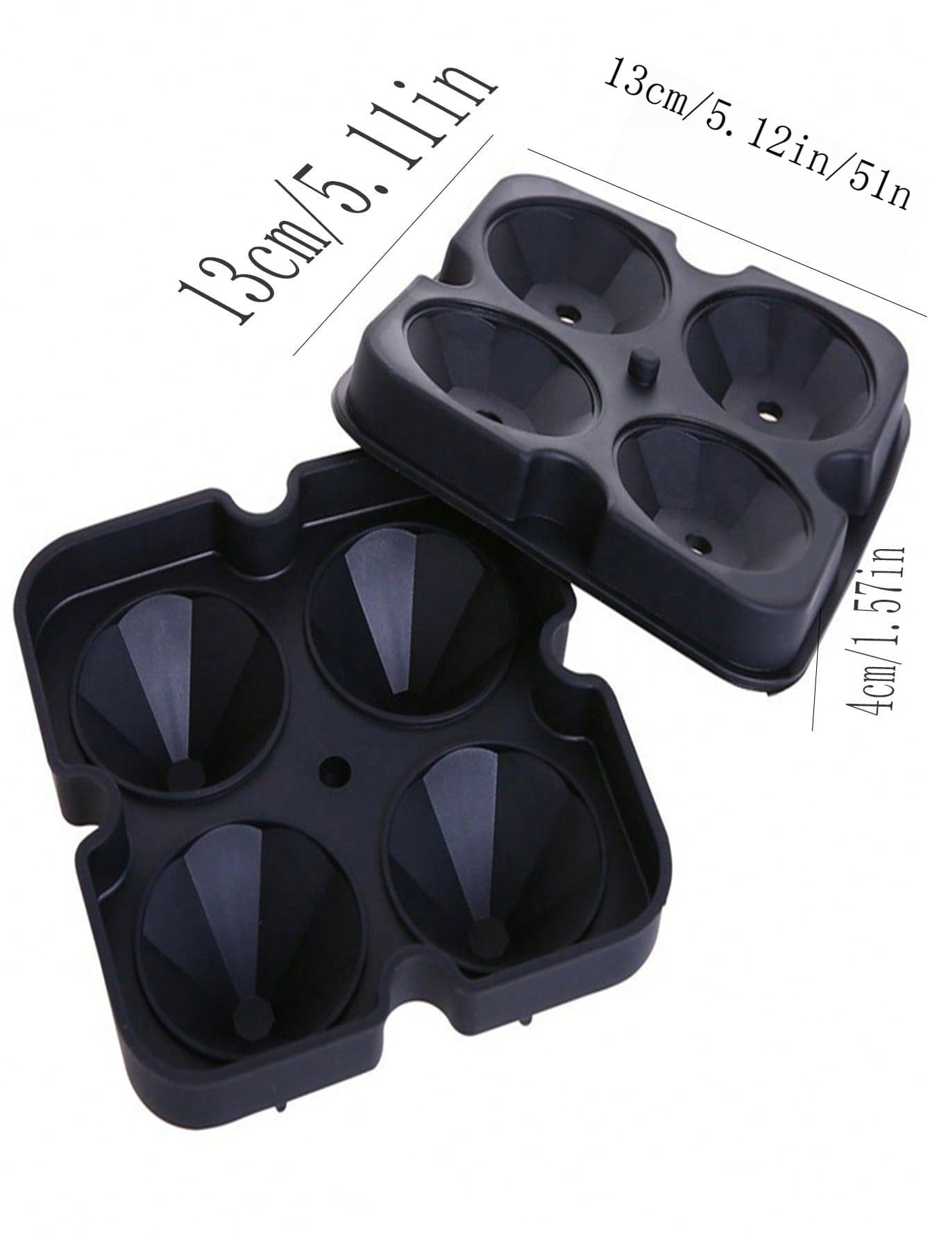 4孔鑽石矽膠冰格盤，鑽石矽膠四孔冰格盤，矽膠冰格盤，水信玄餅模 - 黑色 - 查看 1