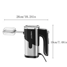 電動手持攪拌機，具有射出和加速模式，配有不銹鋼打蛋器和揉麵鉤，輕鬆打發麵團和奶油 - 黑色 - 查看 9