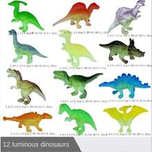 12 piezas de modelos de dinosaurios luminosos de múltiples tamaños, suministros de decoración de fiesta, educación para niños, modelo de plástico perfecto como regalo para la decoración del cuarto de los niños, juguete de dinosaurio y animal, "El Buen Dinosaurio", juguetes para niños y niños, figuras de dinosaurio