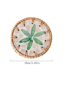 1pc Woven Seashell Coaster, Southeast Asian Style Heat-Insulating Coaster For Tea Table And Anti-Scald Shell Mat - Multicolor - View 3