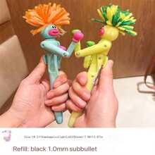 1pc Punching Man Hair Pen, Creative Stress-Reliever Pen, Office Toy, Cartoon Ballpoint Pen, Highly Attractive Neutral Pen For Students, Cute Gift. - Multicolor - View 6