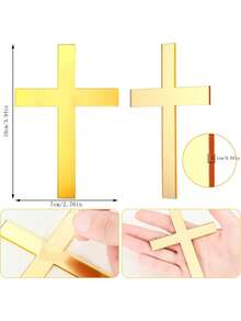 5 piezas de adornos cristianos de cruz para decoración de pasteles para bautizo de bebé y fiestas con temática religiosa - Dorado - Ver 2