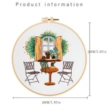 一套DIY刺繡材料，有寧靜時光家庭植物圖案，適用於咖啡桌，不含刺繡環。這是一個全新的原創DIY刺繡材料包，靈感來自於Tranquil Time咖啡桌上的家居植物圖案。無論您是初學者還是經驗豐富的DIY愛好者，這個套件都能帶給您愉悅和創造靈感。不含刺繡環。 - 藍色 - 查看 7