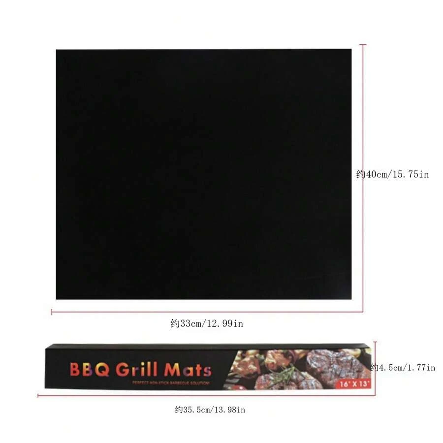 Fiberglass Non-Stick Coated BBQ Grill Mat Set With Teflon For Outdoor Use - Black - View 1