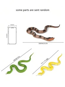 一個動物園野生逼真蛇模型，認知軟橡膠蛇玩具，竹葉青，青樹蟒，金色蟒蛇，恐怖惡作劇，兒童教育動物模型玩具家居裝飾 - 彩色 - 查看 6