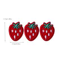 10pcs Red Strawberry Shaped Fabric Patch Stickers With Adhesive Back