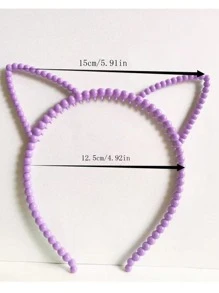 7pcs Kids New Cat Ear Headband Hair Hoop With Pearl & Candy Color For Festival Party