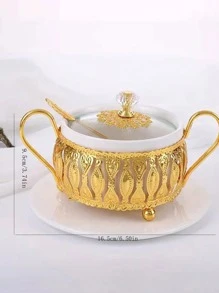 1set Glass Spice Jars Set Condiment Bottles Pepper Shakers Seasoning Box Kitchenware As Daily Necessities,Kitchen,Christmas Gift - Gold - View 2