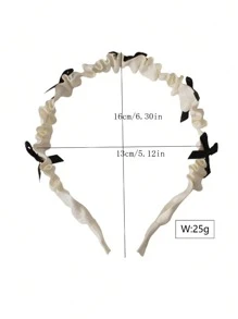 1pc Japanese Style Girl White Princess Satin Flower Hairband With Bowknot And Lace