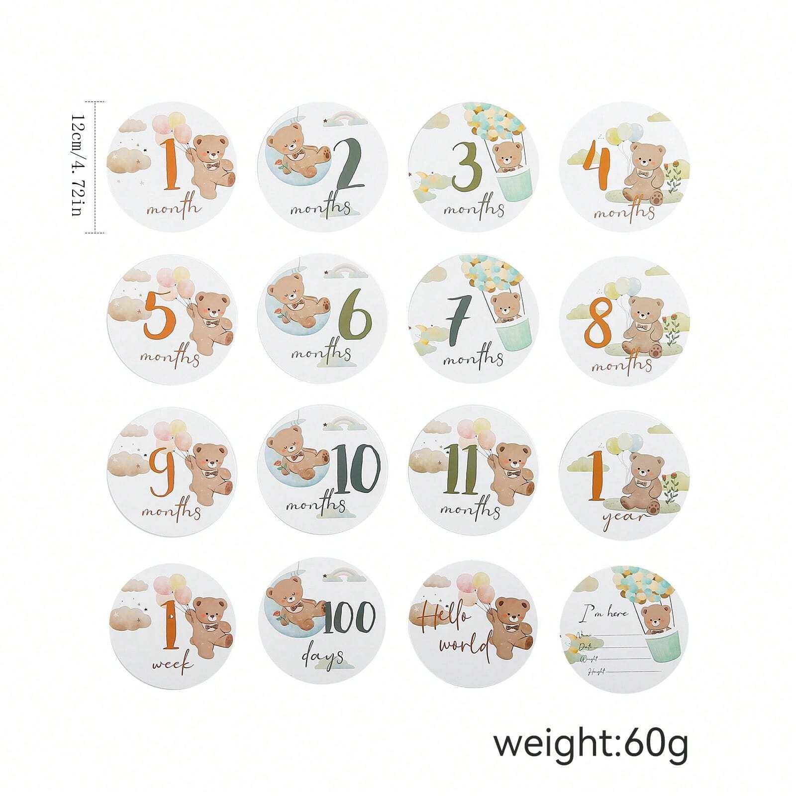 Cartes Mensuelles Bébé 1 à 12 Mois – Panneaux En Bois Pour Photos De Nouveau-né, Accessoires Anniversaire Bébé