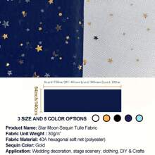 2/4/8 yard Ngôi Sao Mặt Trăng Lấp Lánh Vải Tuyn Cuộn Sequin Vải Tuyn Bu Lông Ruy Băng Vải Tuyn Cho Chụp Ảnh Nền Đầm Vải đồ thủ công DIY Trang Trí Tiệc Cưới Bó Hoa - Vàng - Xem 2
