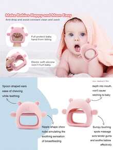 1Pc Blue & Pink Bear Baby Teether Silicone Teething Sensory Toys Babies Anti Dropping Infant Hand Teether Pacifiers Chewing Grasping Exercise Toys For Sucking Needs Early Educational(Some Parts May Be Random) Teething Toys - Multicolor - View 6